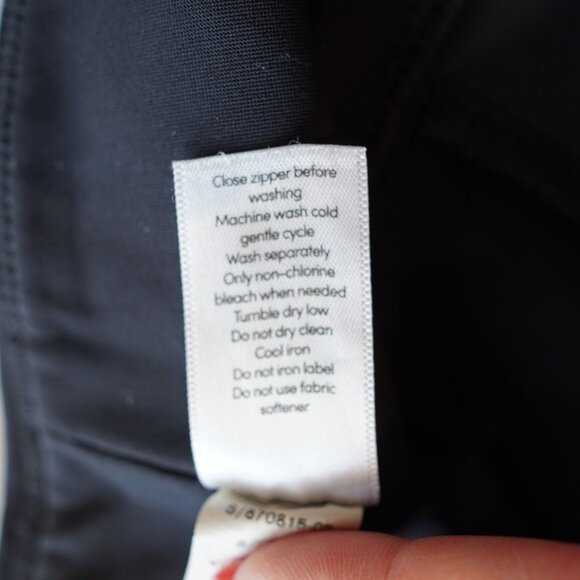 Athleta Colorblock Zip Pocket Leggings Size M Black Navy‎ High Waist Stretch - Picture 7 of 10